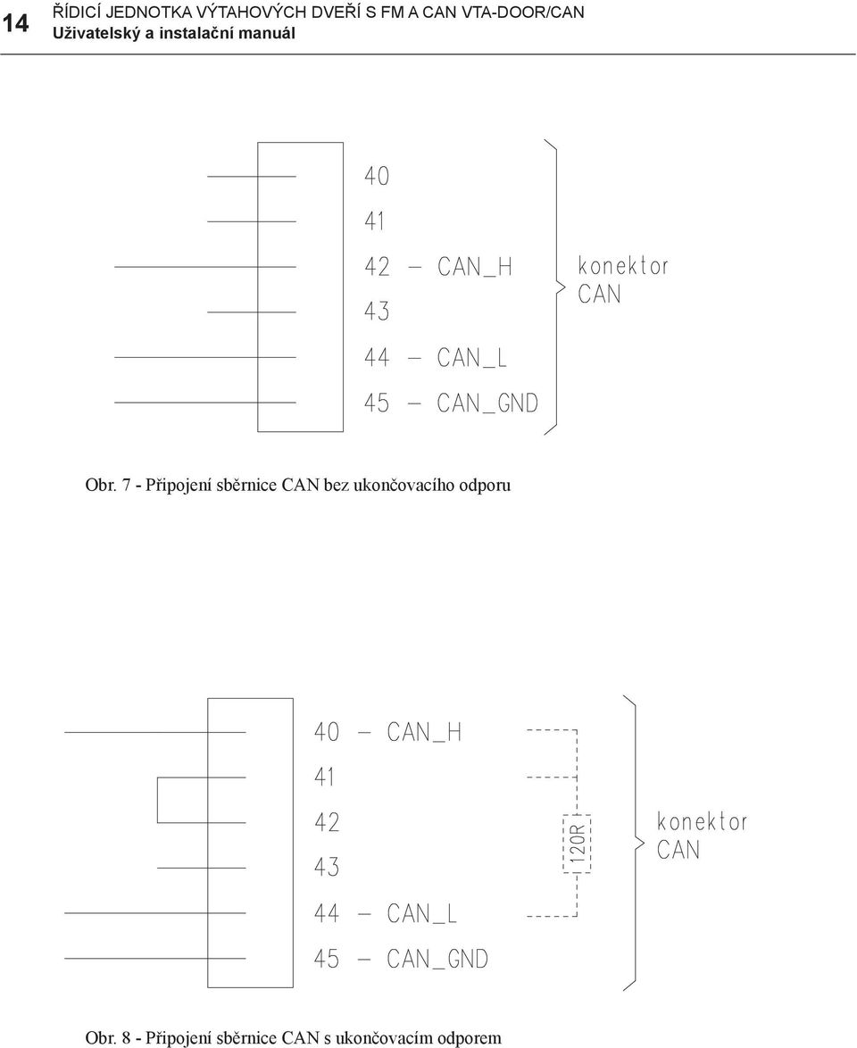 7 - Připojení sběrnice CAN bez ukončovacího odporu
