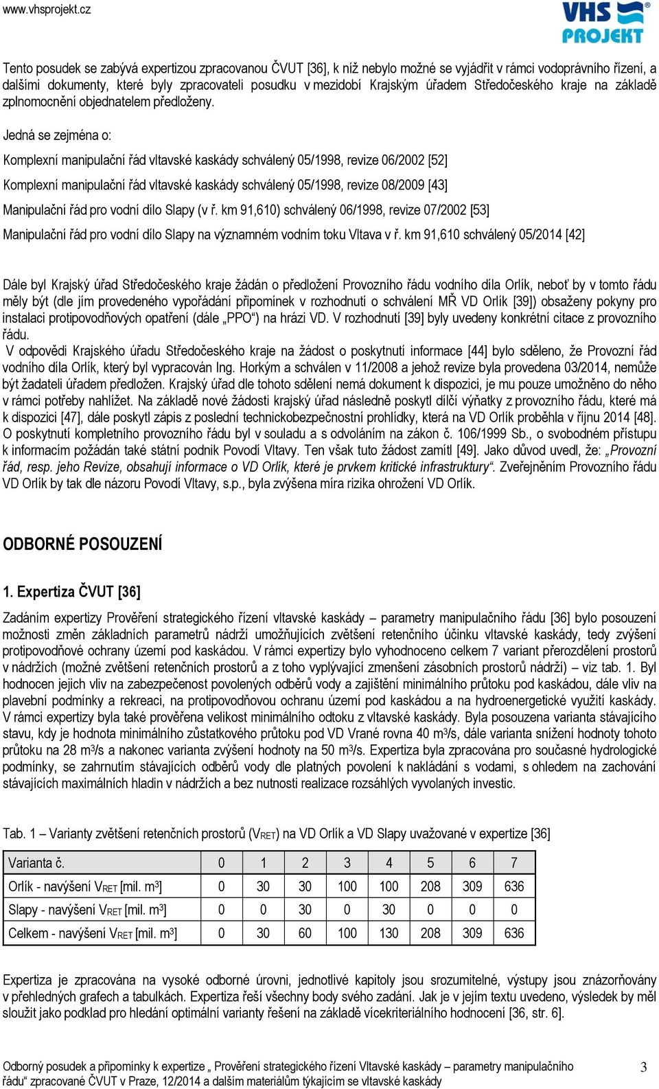 Jedná se zejména o: Komplexní manipulační řád vltavské kaskády schválený 05/1998, revize 06/2002 [52] Komplexní manipulační řád vltavské kaskády schválený 05/1998, revize 08/2009 [43] Manipulační řád