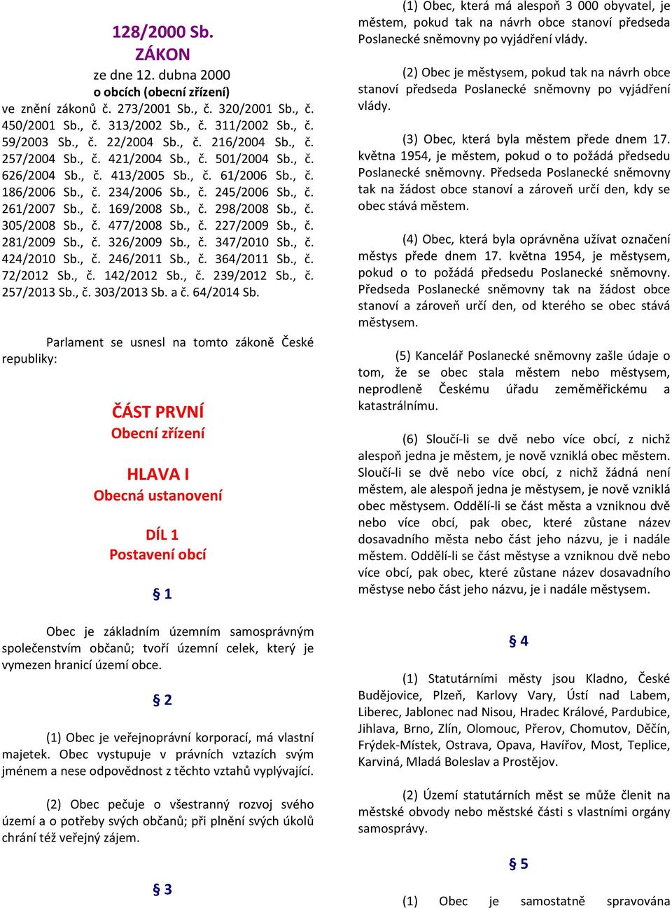 , č. 298/2008 Sb., č. 305/2008 Sb., č. 477/2008 Sb., č. 227/2009 Sb., č. 281/2009 Sb., č. 326/2009 Sb., č. 347/2010 Sb., č. 424/2010 Sb., č. 246/2011 Sb., č. 364/2011 Sb., č. 72/2012 Sb., č. 142/2012 Sb.