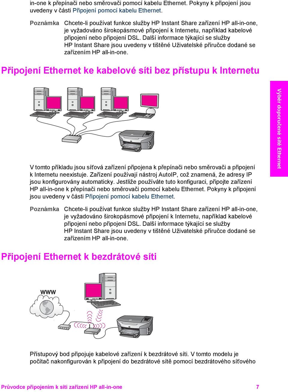 Další informace týkající se služby HP Instant Share jsou uvedeny v tištěné Uživatelské příručce dodané se zařízením HP all-in-one.