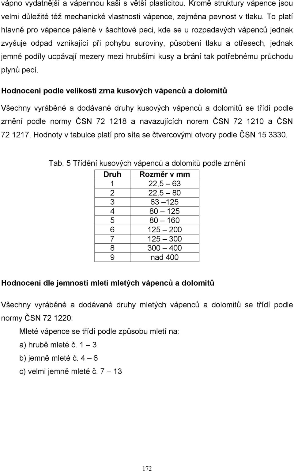 mezi hrubšími kusy a brání tak potřebnému průchodu plynů pecí.