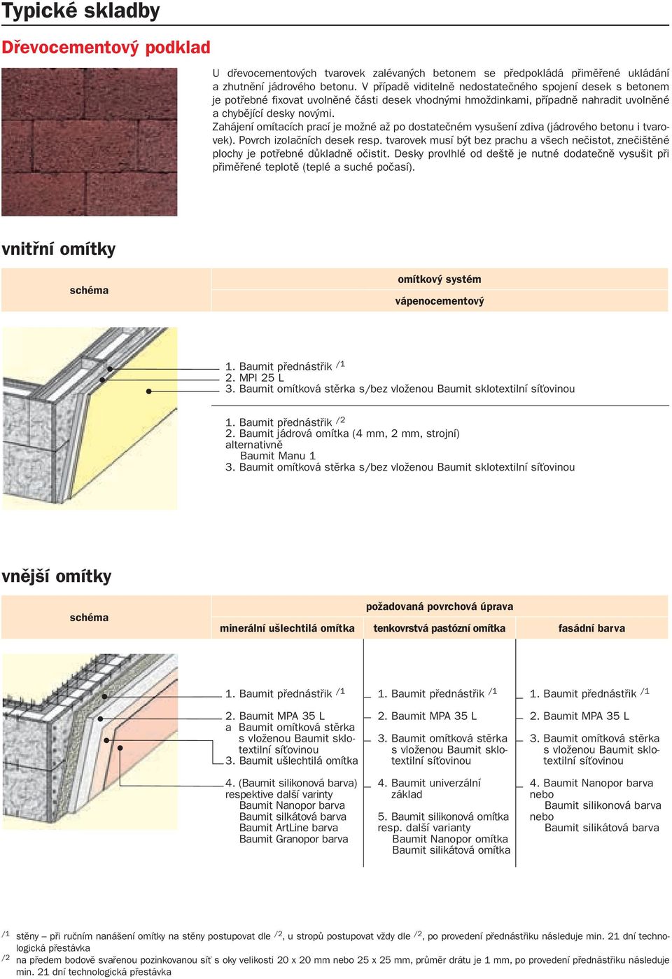 Zahájení omítacích prací je možné až po dostatečném vysušení zdiva (jádrového betonu i tvarovek). Povrch izolačních desek resp.