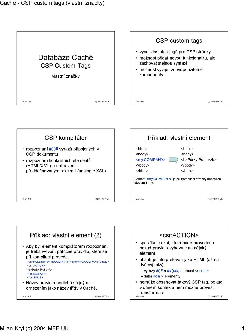 <html> <body> <my:company> </body> </html> <html> <body> <b>párkypraha</b> </body> </html> Element <my:company> je při kompilaci stránky nahrazen názvem firmy.