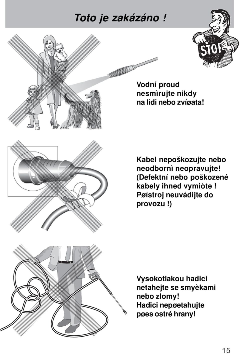 (Defektní nebo poškozené kabely ihned vymìòte!