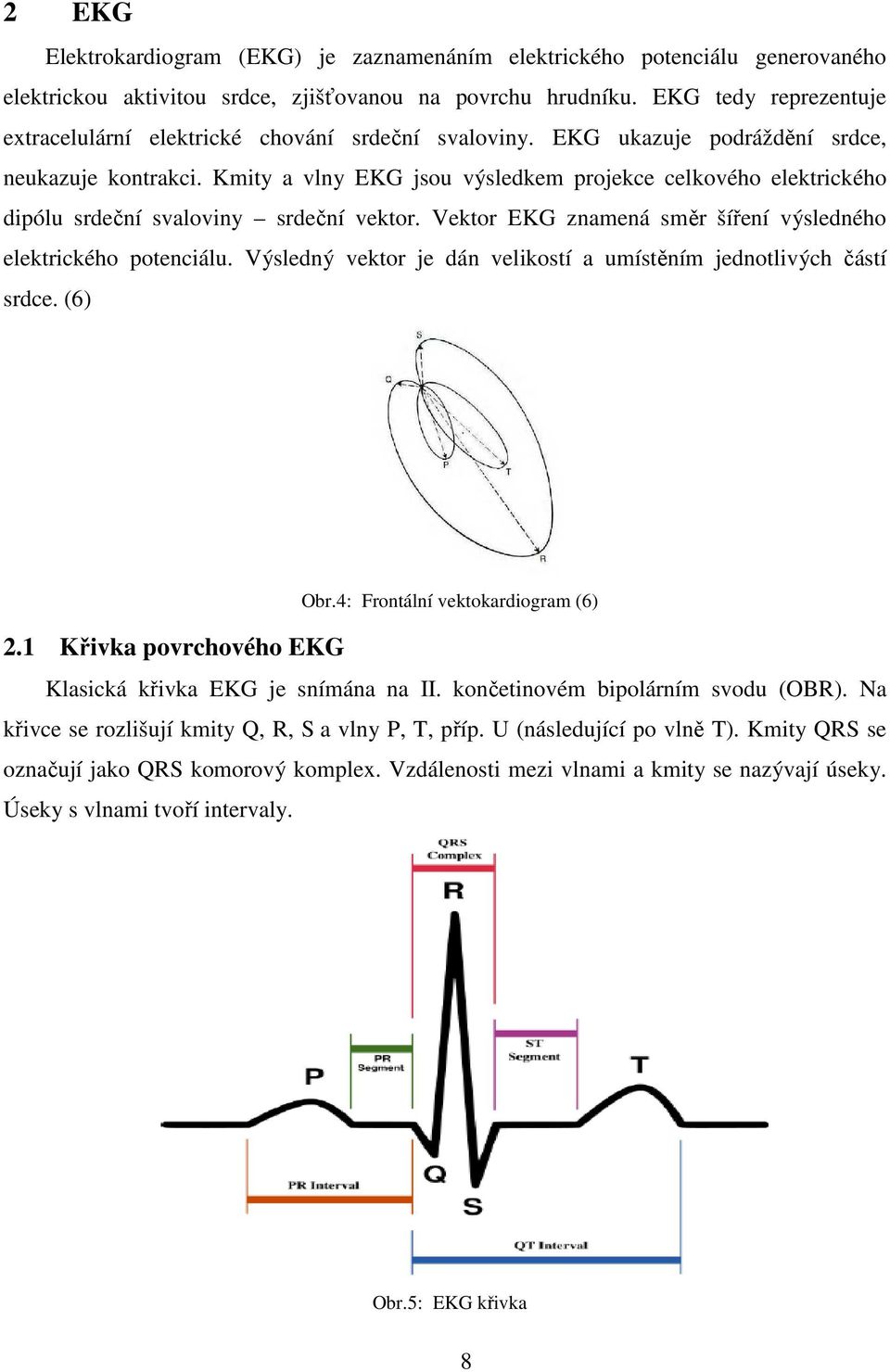 Kmity a vlny EKG jsou výsledkem projekce celkového elektrického dipólu srdeční svaloviny srdeční vektor. Vektor EKG znamená směr šíření výsledného elektrického potenciálu.