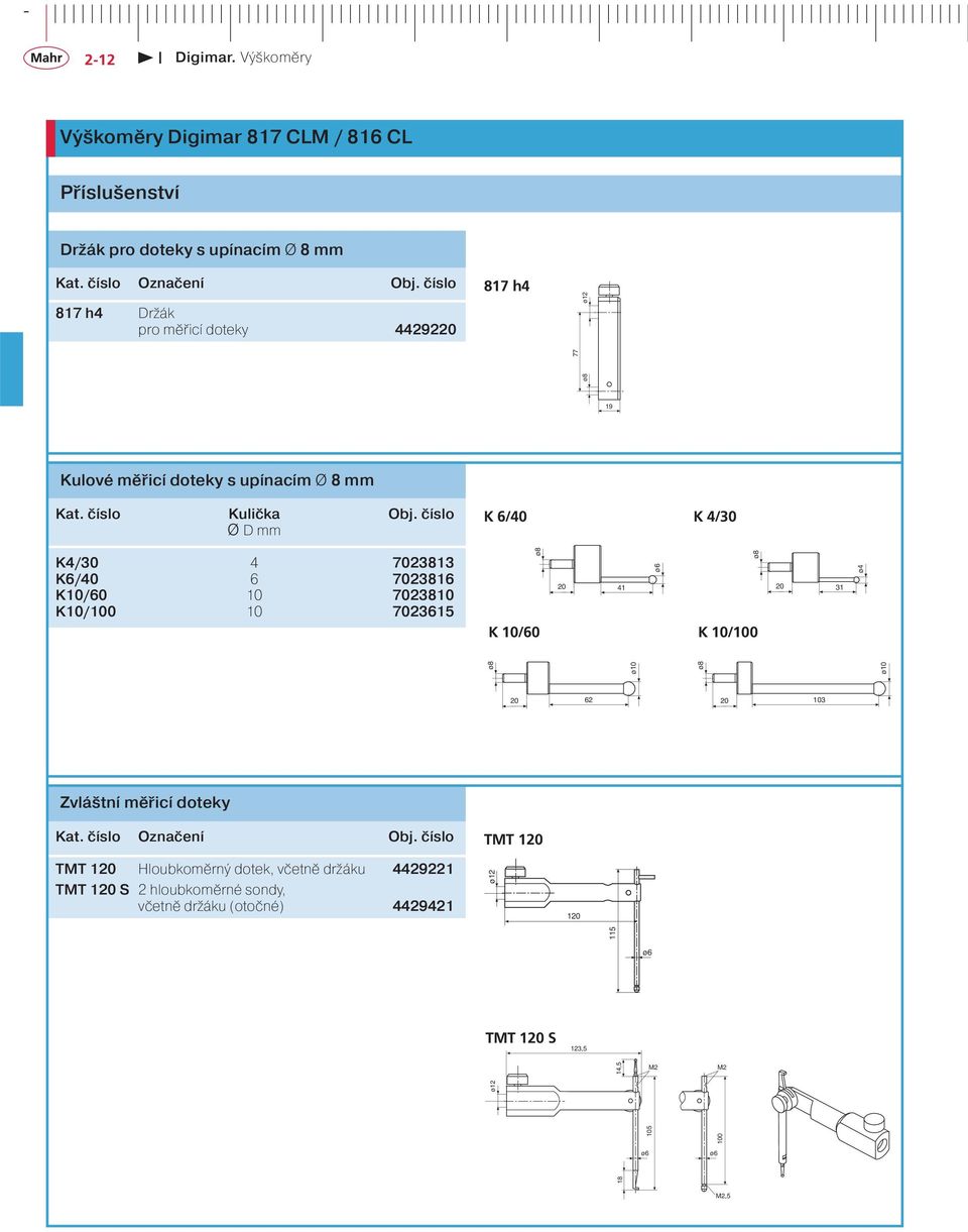 číslo Ø D mm K 6/40 K 4/30 K4/30 4 7023813 K6/40 6 7023816 K10/60 10 7023810 K10/100 10 7023615 K 10/60 20 41 K 10/100 20 31 ø10 ø10 ø4 20 62 20 103