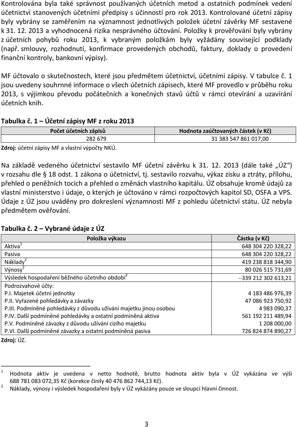 Položky k prověřování byly vybrány z účetních pohybů roku 2013, k vybraným položkám byly vyžádány související podklady (např.