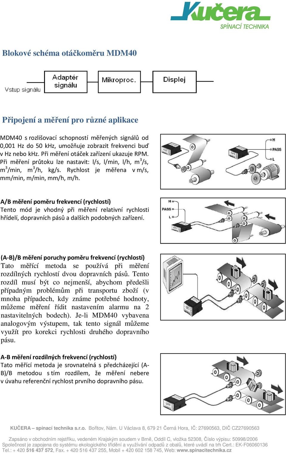 A/B měření poměru frekvencí (rychlostí) Tento mód je vhodný při měření relativní rychlosti hřídelí, dopravních pásů a dalších podobných zařízení.