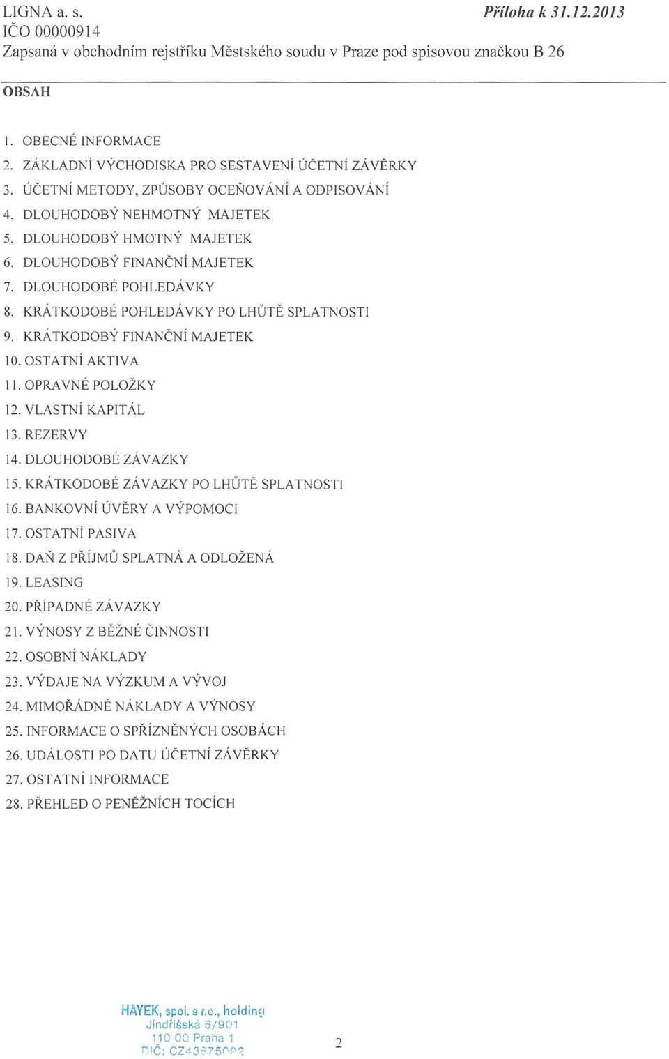 DLOUHODOBÉ POHLEDÁVKY 8. KRÁTKODOBÉ POHLEDÁVKY PO LHŮTĚ SPLATNOSTI 9. KRÁTKODOBÝ FINANČNÍ MAJETEK 10. OSTATNÍ AKTIVA ll. OPRAVNÉ POLOŽKY 12. VLASTNÍ KAPITÁL 13. REZERVY 14. DLOUHODOBÉ ZÁVAZKY 15.