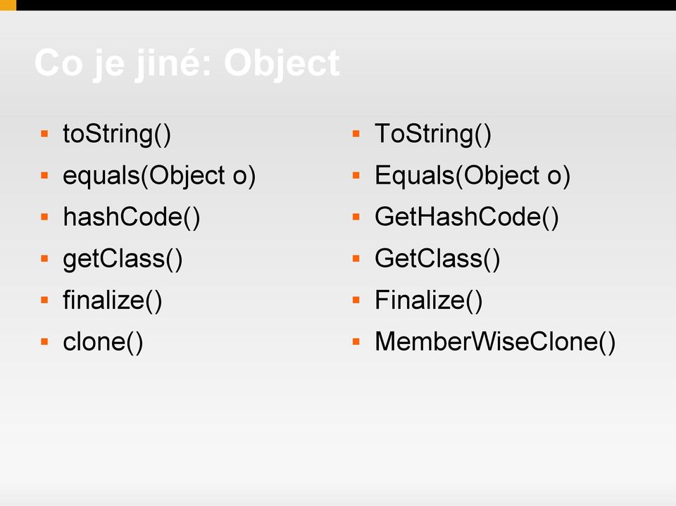 o) hashcode() GetHashCode() getclass()