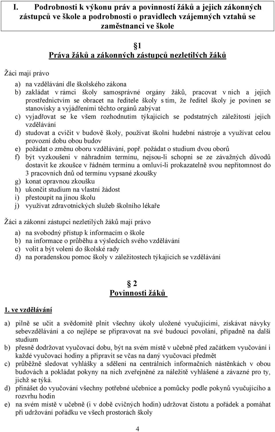 ředitel školy je povinen se stanovisky a vyjádřeními těchto orgánů zabývat c) vyjadřovat se ke všem rozhodnutím týkajících se podstatných záležitostí jejich vzdělávání d) studovat a cvičit v budově