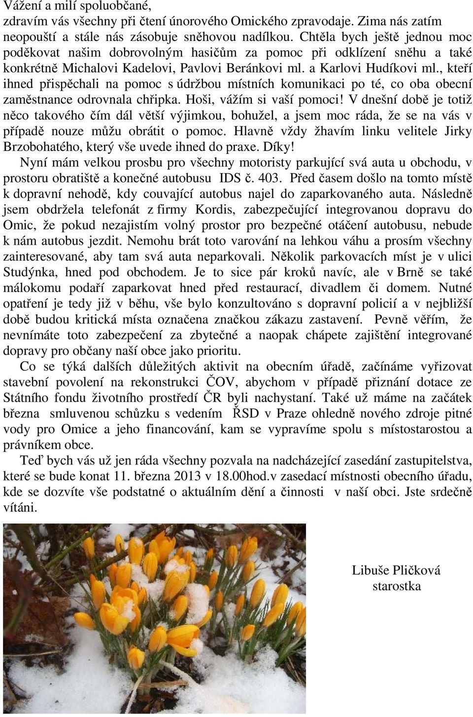 , kteří ihned přispěchali na pomoc s údržbou místních komunikaci po té, co oba obecní zaměstnance odrovnala chřipka. Hoši, vážím si vaší pomoci!