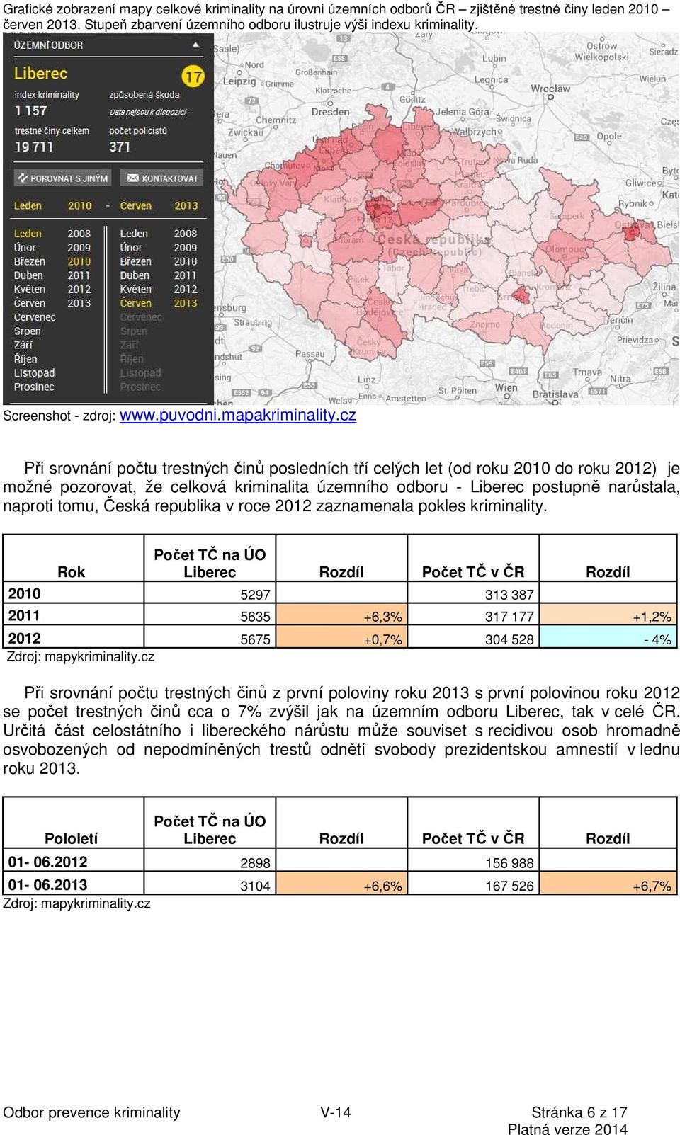 cz Při srovnání počtu trestných činů posledních tří celých let (od roku 2010 do roku 2012) je možné pozorovat, že celková kriminalita územního odboru - Liberec postupně narůstala, naproti tomu, Česká