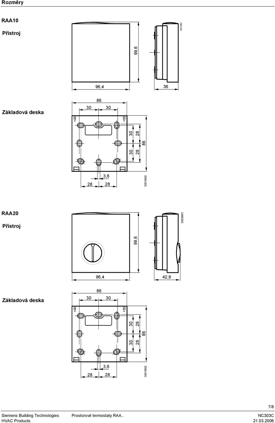 Základová deska 86 30 30 30 86 30 3,6 3001M02 Siemens Building