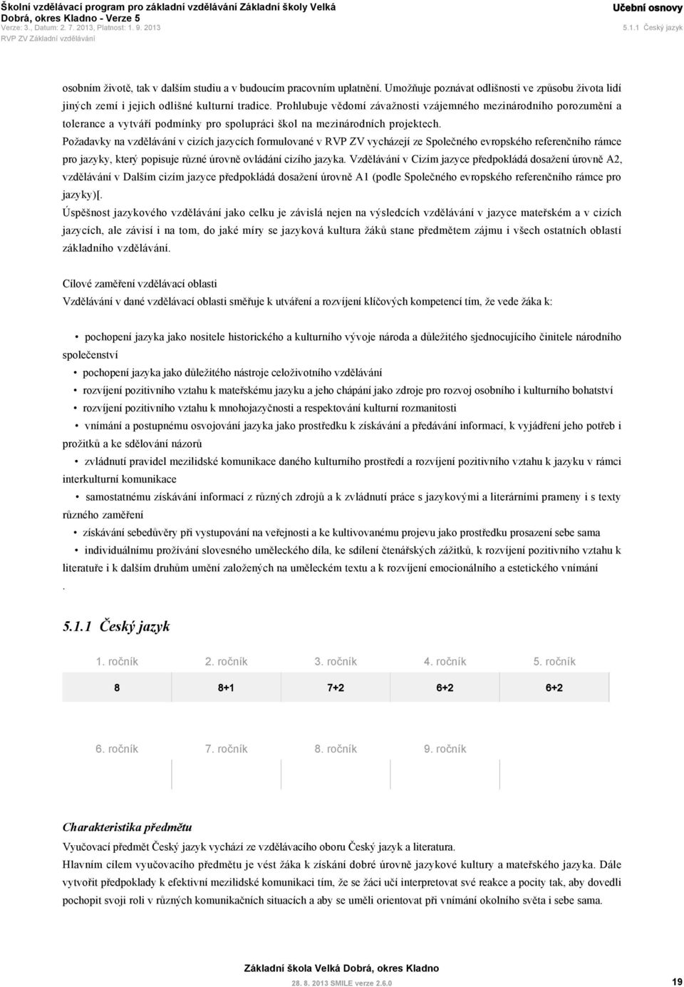 Požadavky na vzdělávání v cizích jazycích formulované v RVP ZV vycházejí ze Společného evropského referenčního rámce pro jazyky, který popisuje různé úrovně ovládání cizího jazyka.