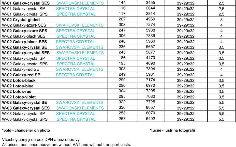 7339 39x29x32 4 W-02 Galaxy-black SPS SPECTRA CRYSTAL 248 5960 39x29x32 4 W-02 Galaxy-crystal SE SWAROVSKI ELEMENTS 236 5657 39x29x32 3,5 W-02 Galaxy-crystal SES SWAROVSKI ELEMENTS 245 5877 39x29x32