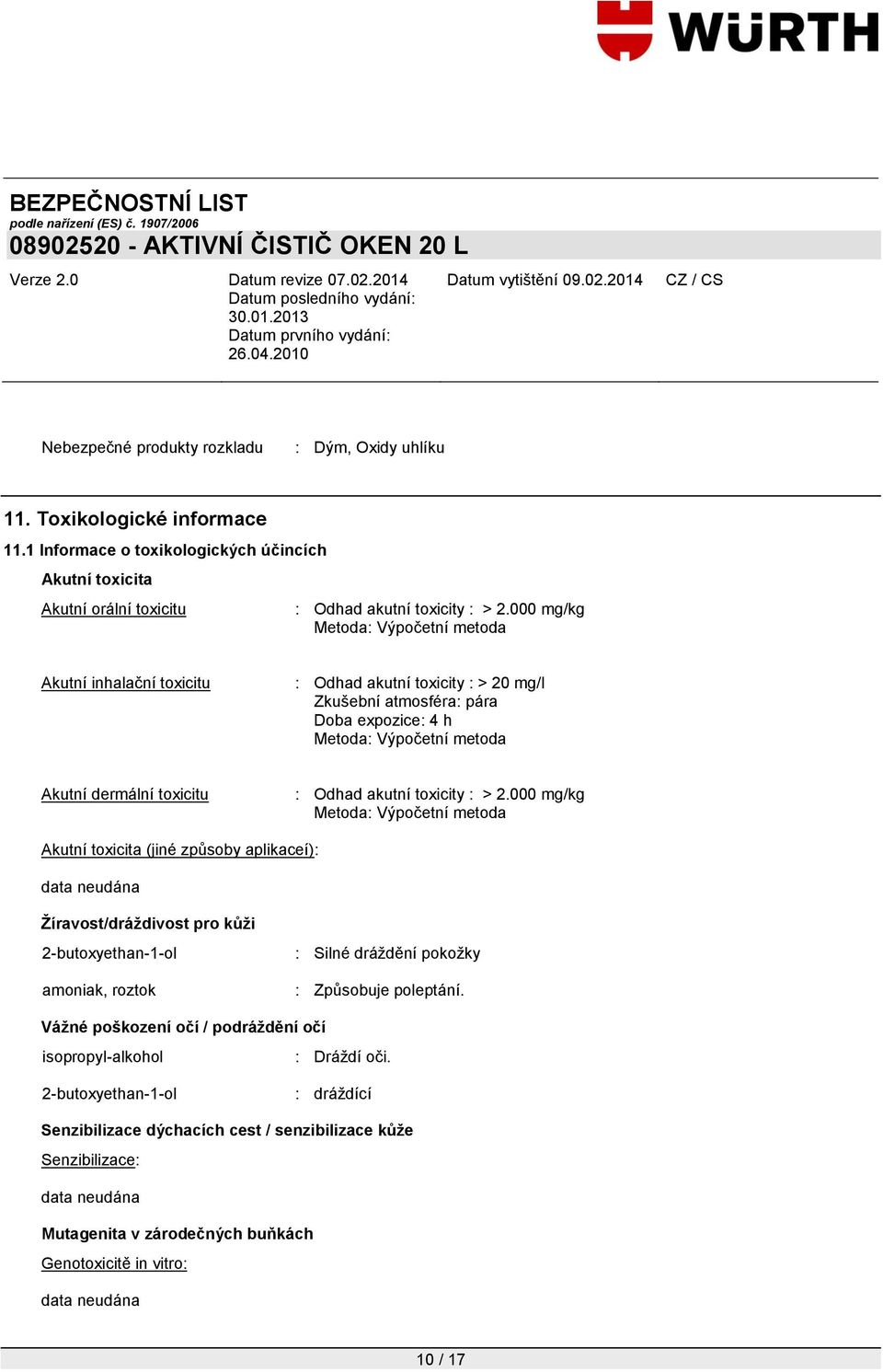 akutní toxicity : > 2.