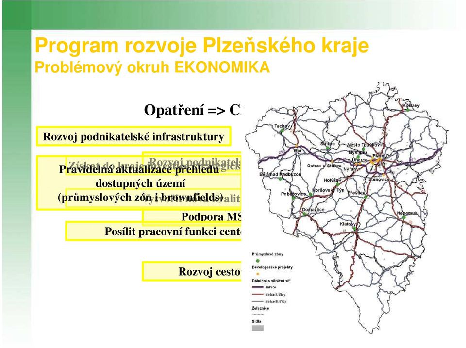 přehledu služeb a vývojových kapacit dostupných území (průmyslových zón Vytvořit i brownfields) nová kvalitní