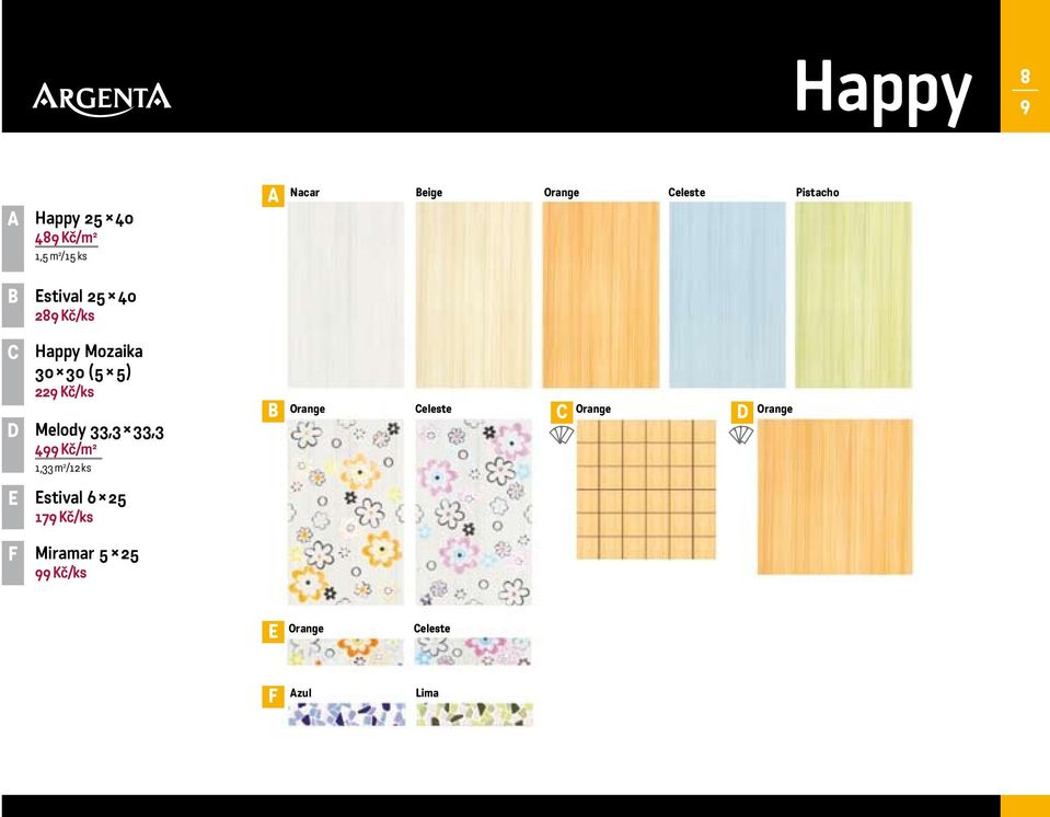 Kč/ks Melody 33,3 33,3 499 Kč/m 2 1,33 m 2 /12 ks stival 6 25 179