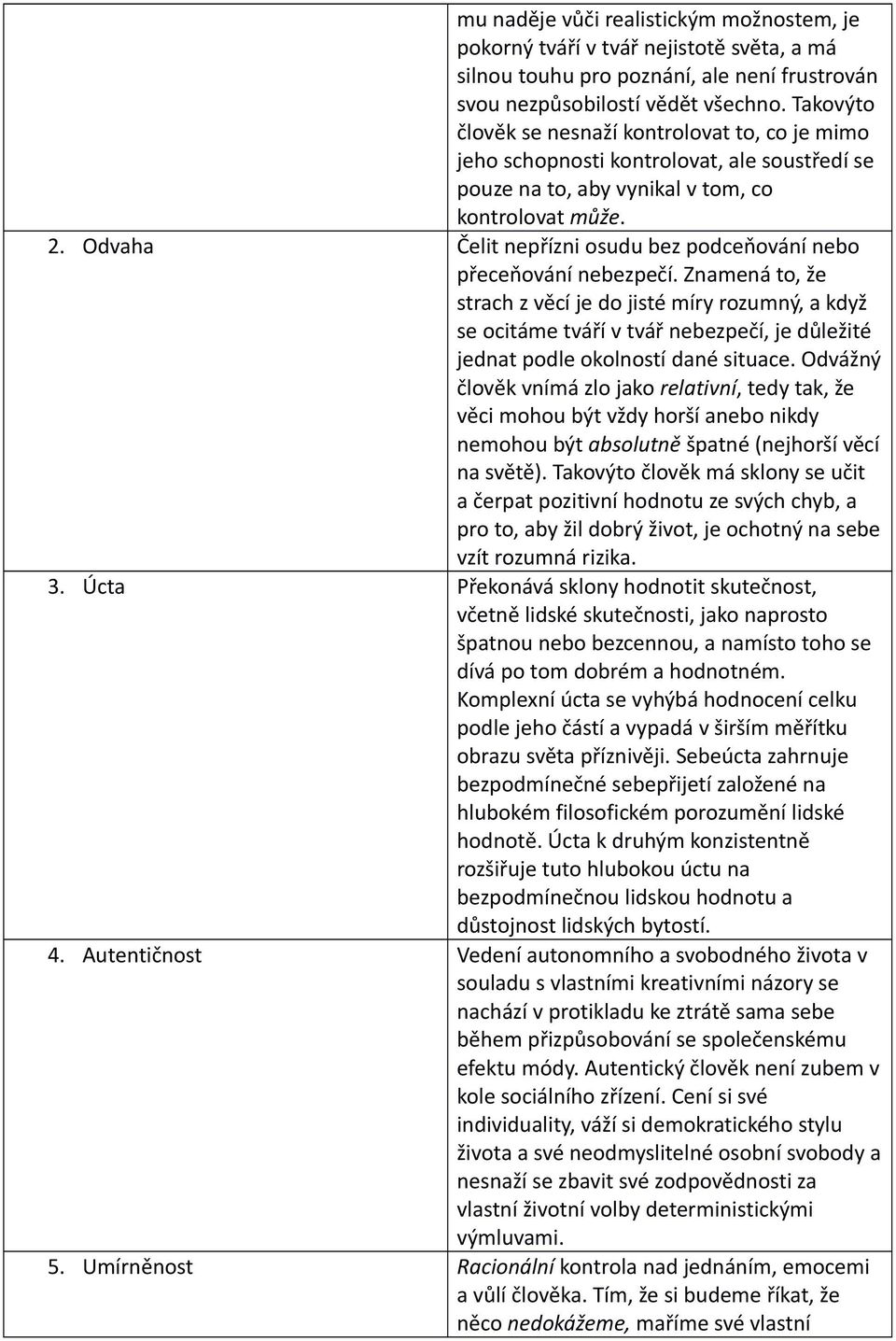 Odvaha Čelit nepřízni osudu bez podceňování nebo přeceňování nebezpečí.