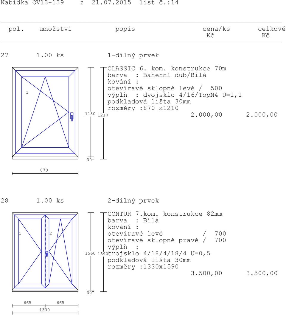 U=, podkladová lišta mm rozměry :870 x20 2.000,00 2.000,00 870 28.