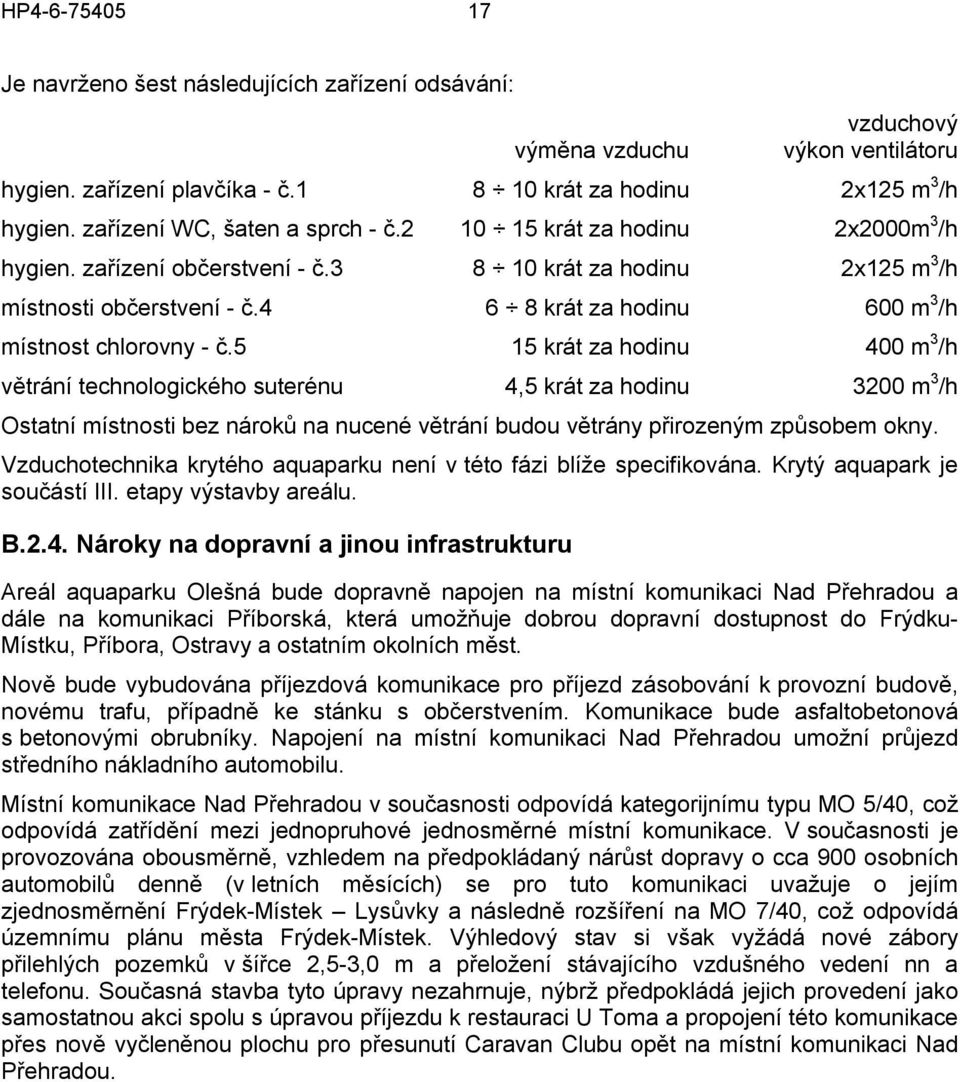 4 6 8 krát za hodinu 600 m 3 /h místnost chlorovny - č.