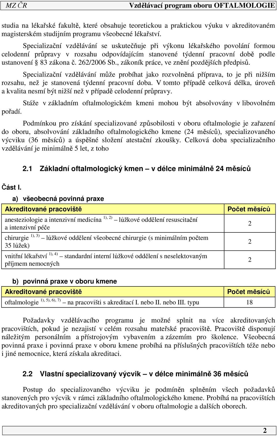 , zákoník práce, ve znění pozdějších předpisů. Specializační vzdělávání může probíhat jako rozvolněná příprava, to je při nižším rozsahu, než je stanovená týdenní pracovní doba.