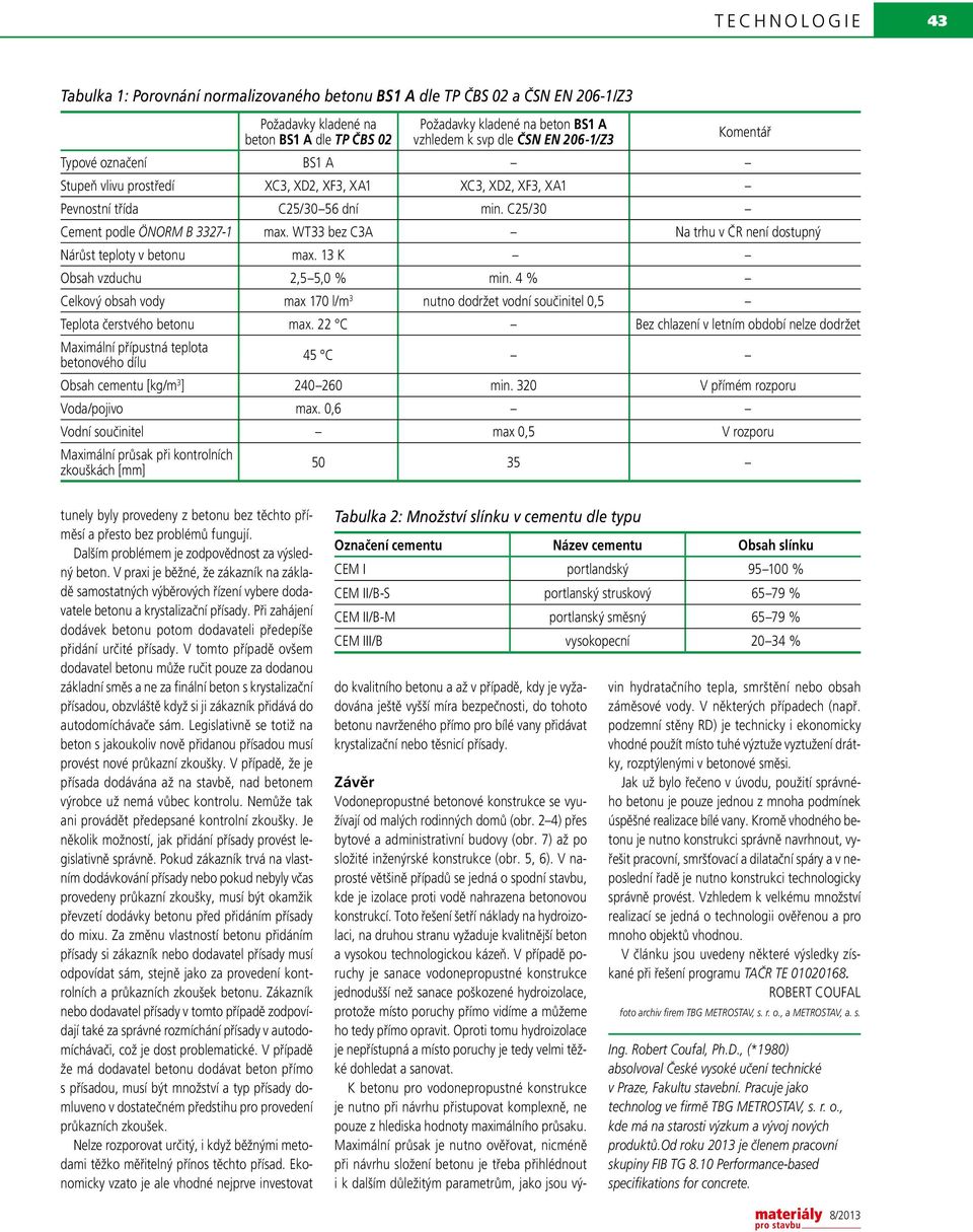 WT33 bez C3A Na trhu v ČR není dostupný Nárůst teploty v betonu max. 13 K Obsah vzduchu 2,5 5,0 % min.