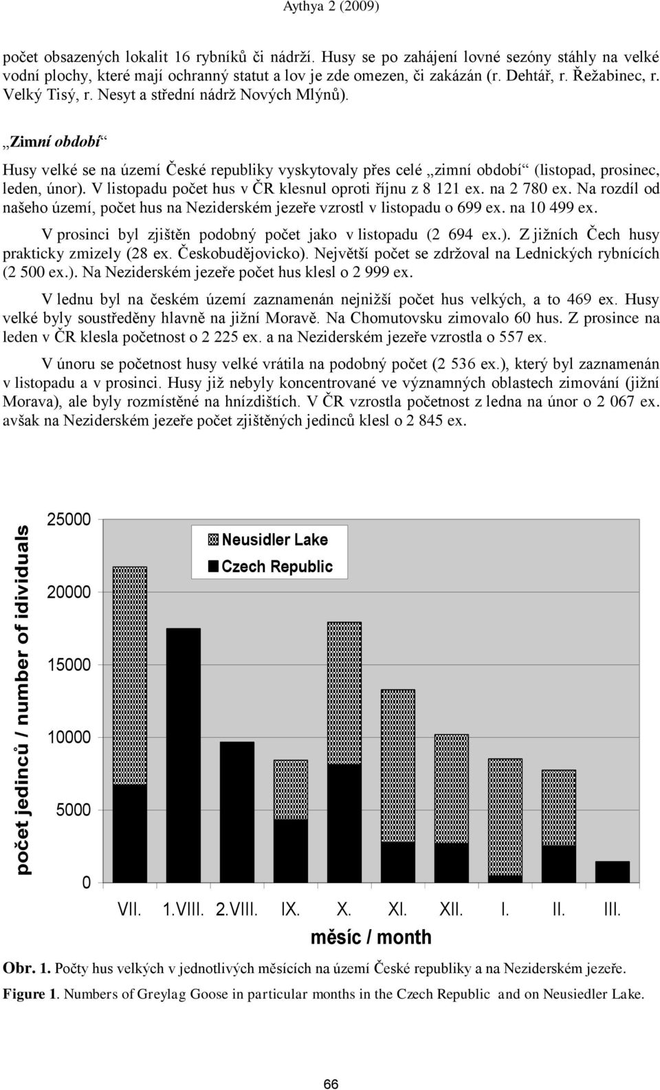 Nesyt a střední nádrţ Nových Mlýnů). Zimní období Husy velké se na území České republiky vyskytovaly přes celé zimní období (listopad, prosinec, leden, únor).