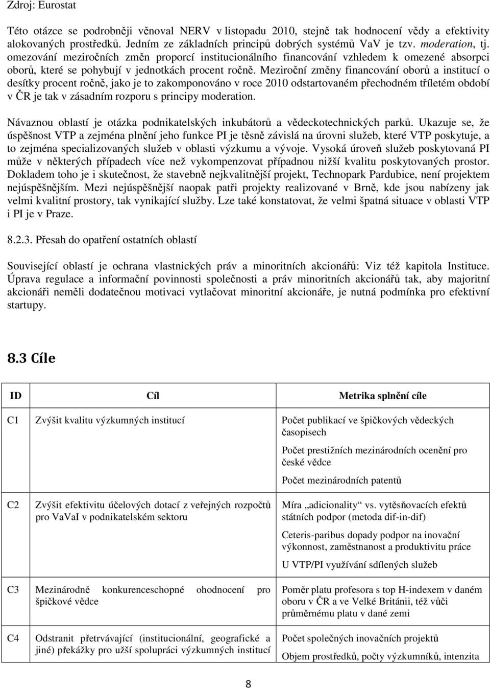 Meziroční změny financování oborů a institucí o desítky procent ročně, jako je to zakomponováno v roce 2010 odstartovaném přechodném tříletém období v ČR je tak v zásadním rozporu s principy