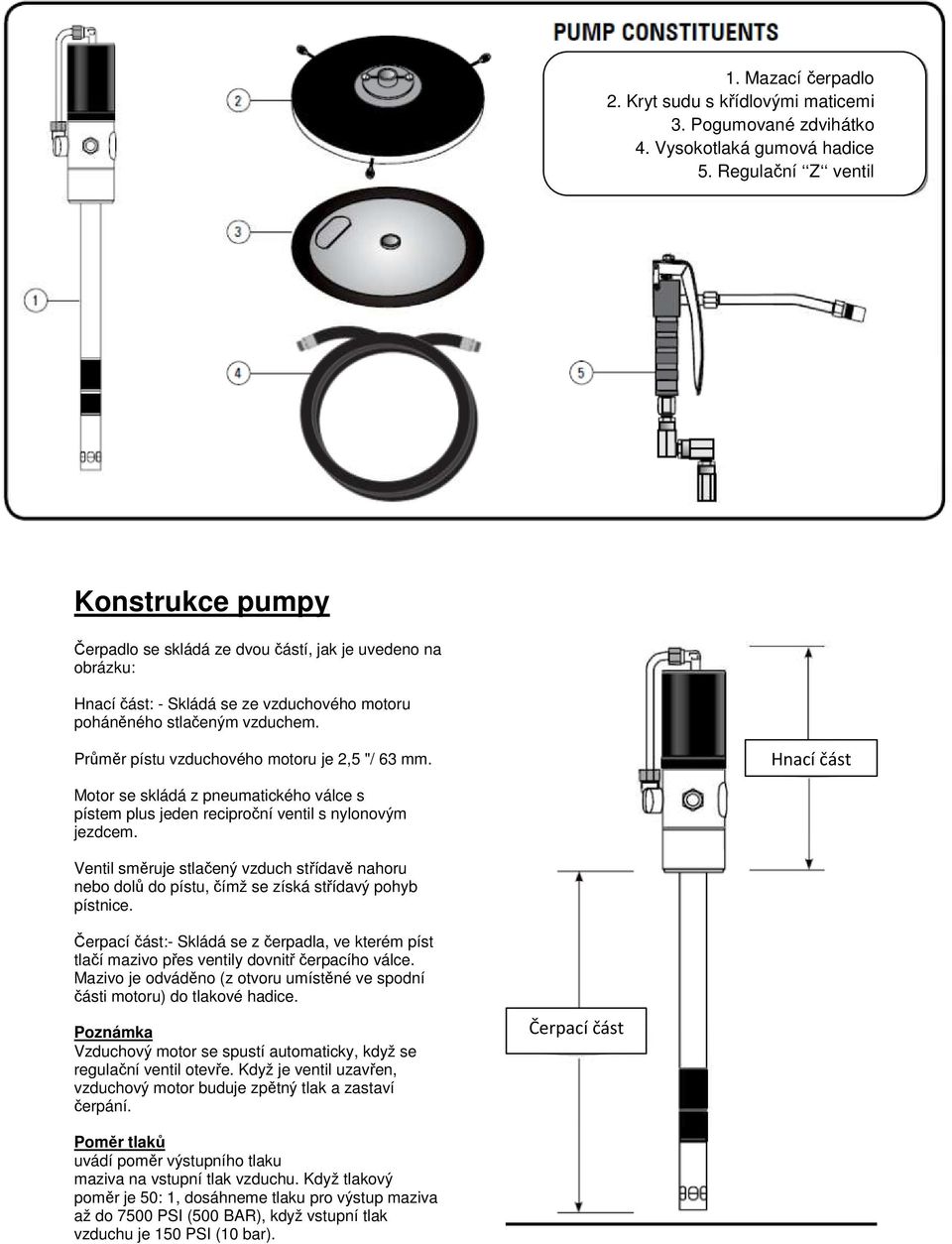 Průměr pístu vzduchového motoru je 2,5 "/ 63 mm. Hnací část Motor se skládá z pneumatického válce s pístem plus jeden reciproční ventil s nylonovým jezdcem.