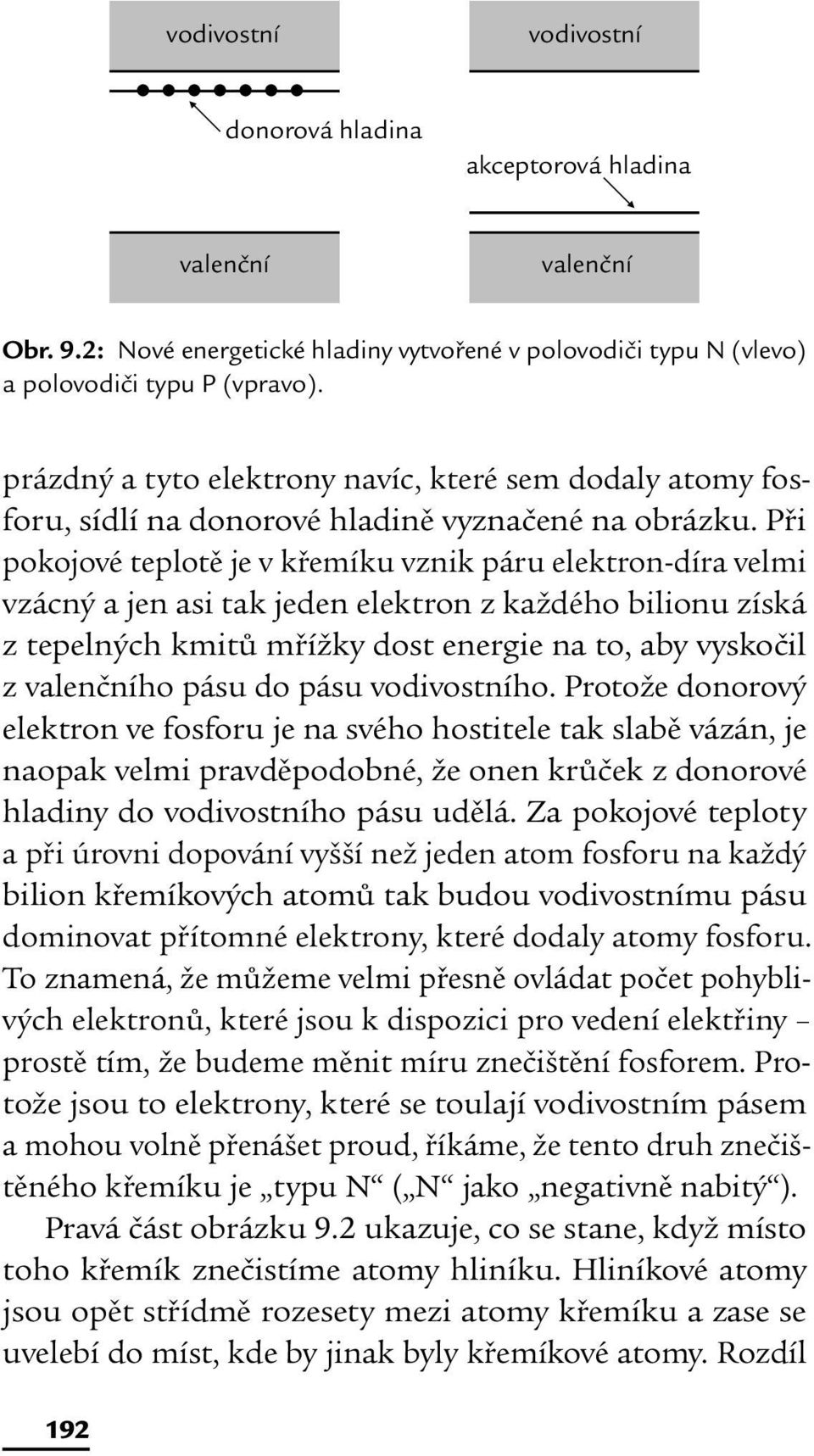 Při pokojové teplotě je v křemíku vznik páru elektron-díra velmi vzácný a jen asi tak jeden elektron z každého bilionu získá z tepelných kmitů mřížky dost energie na to, aby vyskočil z valenčního