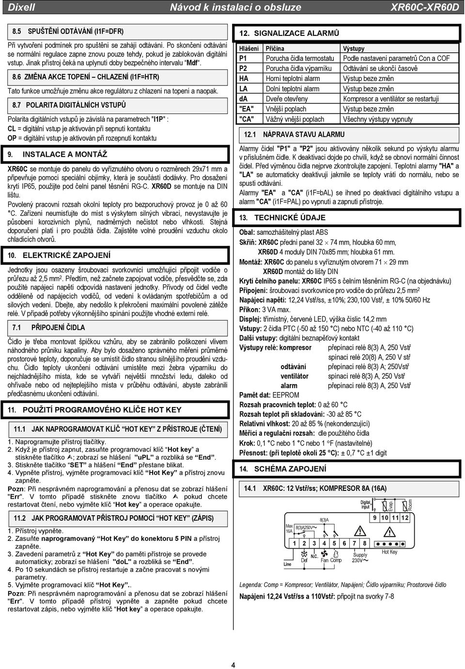 6 ZMĚNA AKCE TOPENÍ CHLAZENÍ (I1F=HTR) Tato funkce umožňuje změnu akce regulátoru z chlazení na topení a naopak. 8.