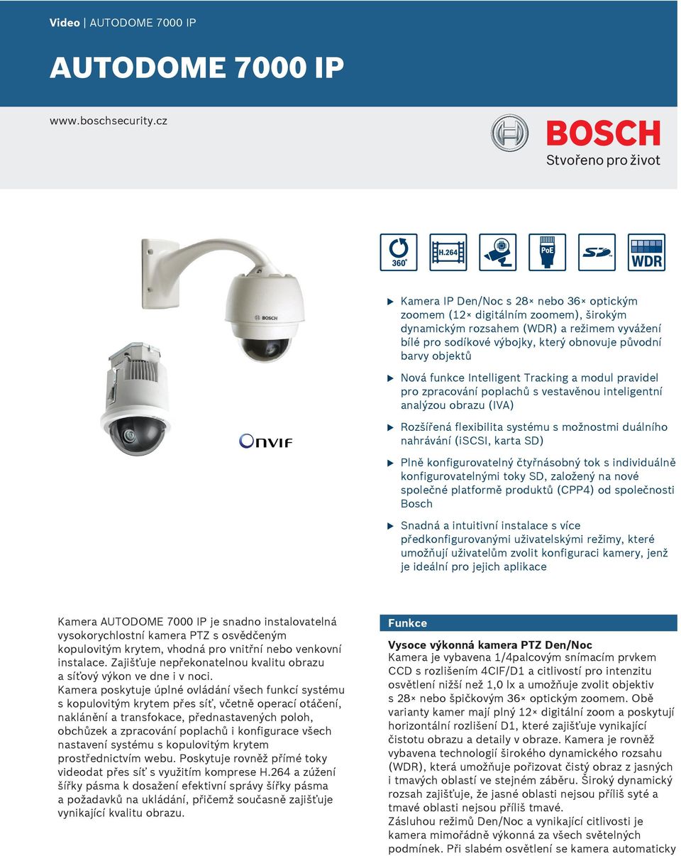 objektů Nová funkce Intelligent Tracking a modul pravidel pro zpracování poplachů s vestavěnou inteligentní analýzou obrazu (IVA) Rozšířená flexibilita systému s možnostmi duálního nahrávání (iscsi,