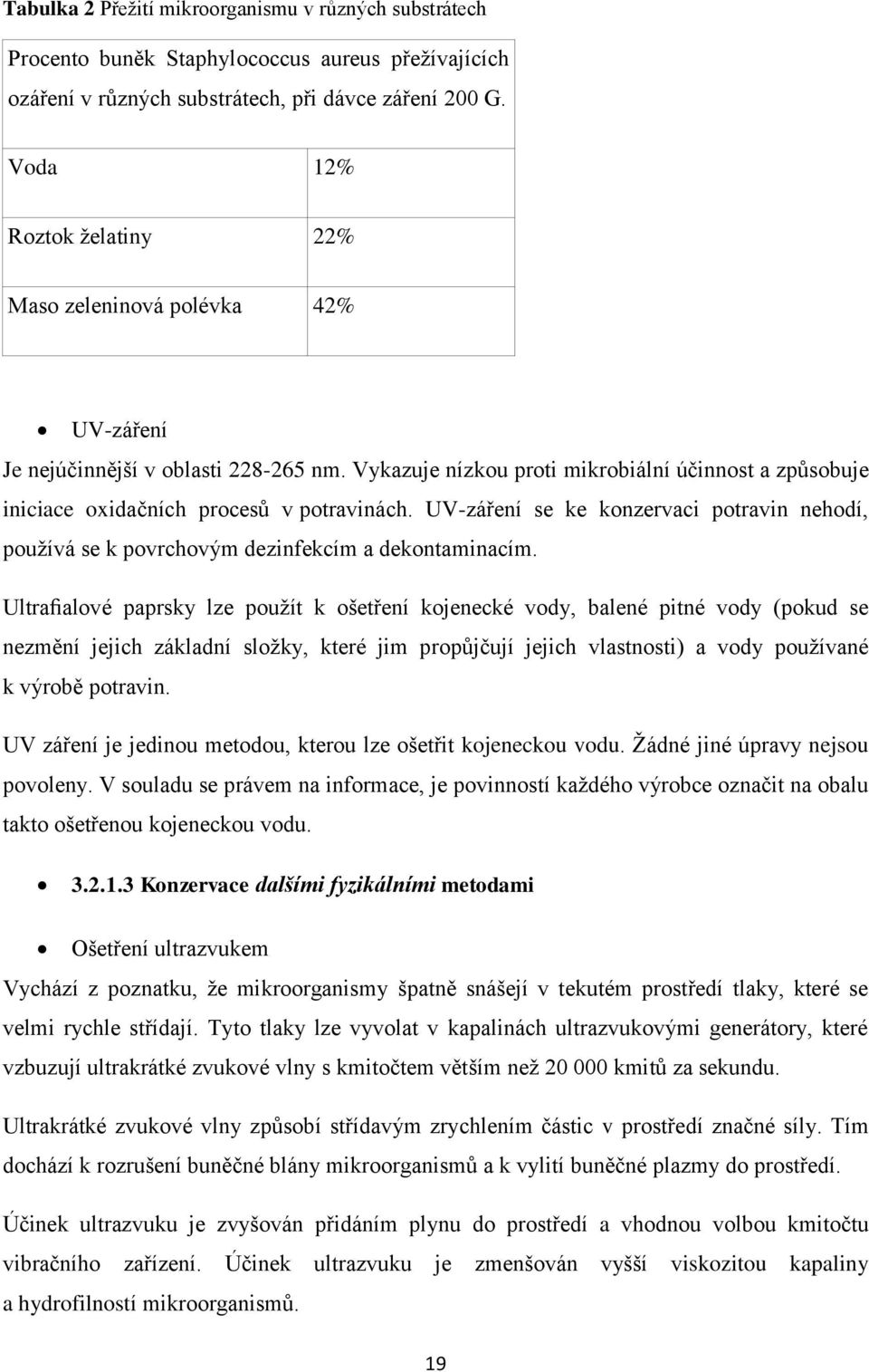 Vykazuje nízkou proti mikrobiální účinnost a způsobuje iniciace oxidačních procesů v potravinách. UV-záření se ke konzervaci potravin nehodí, používá se k povrchovým dezinfekcím a dekontaminacím.