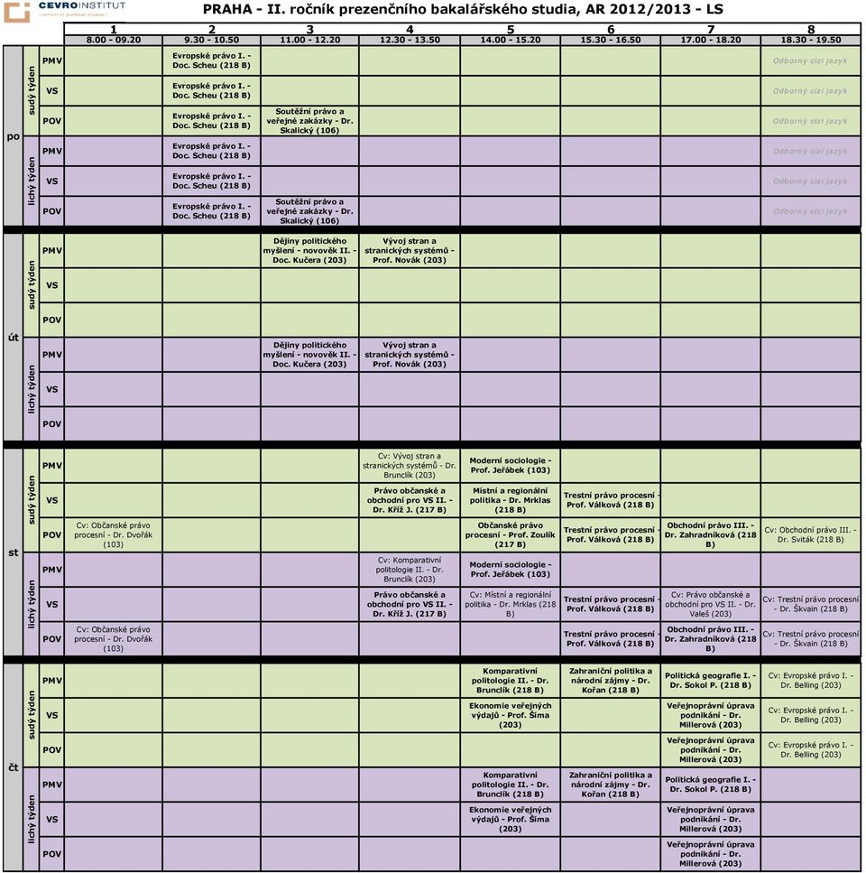 Skalický (106) Soutěžní právo a veřejné zakázky - Dr. Skalický (106) Dějiny politického myšlení - novověk II. - Doc. Kučera Vývoj stran a stranických systémů - Prof.