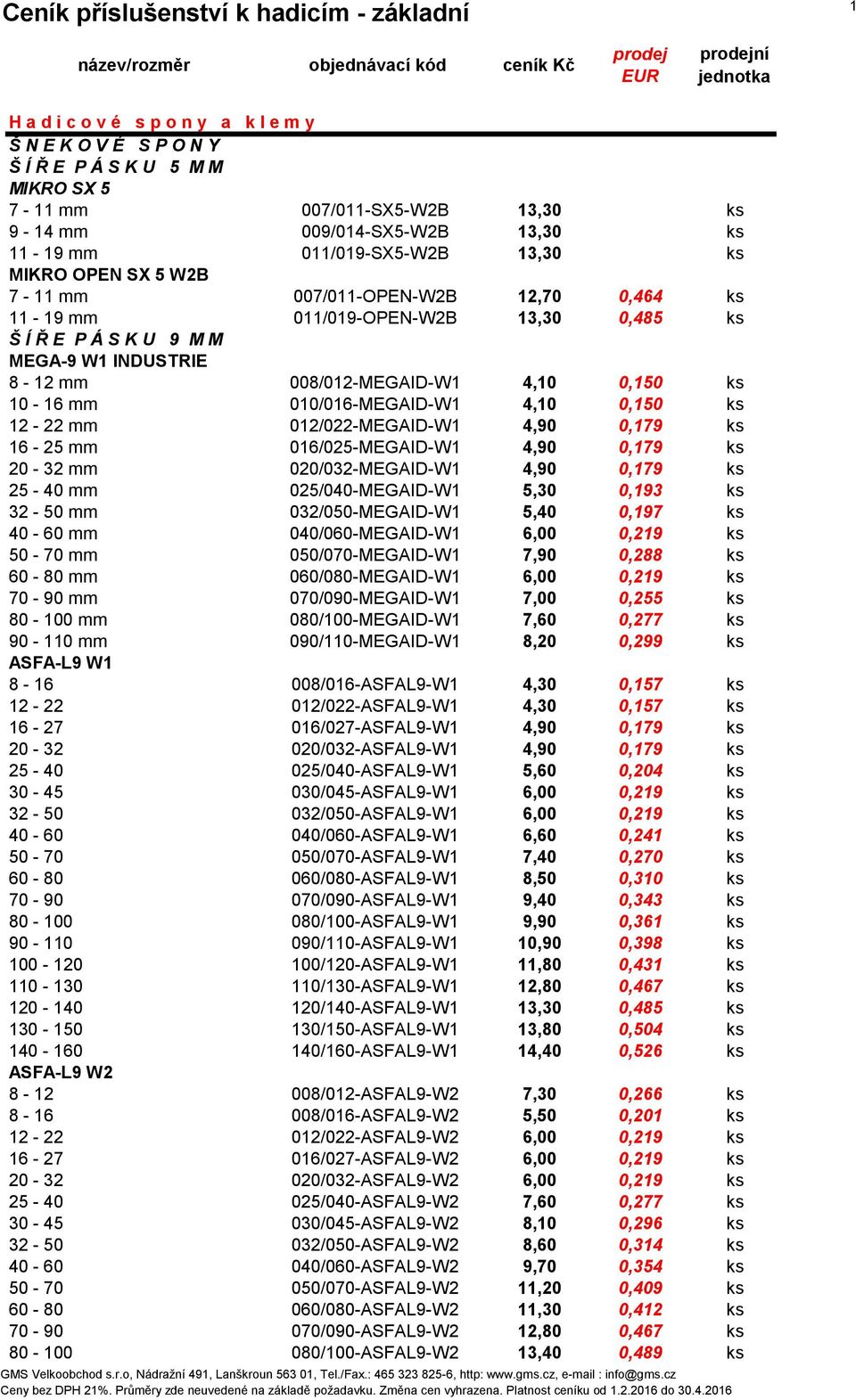 010/016-MEGAID-W1 4,10 0,150 ks 12-22 mm 012/022-MEGAID-W1 4,90 0,179 ks 16-25 mm 016/025-MEGAID-W1 4,90 0,179 ks 20-32 mm 020/032-MEGAID-W1 4,90 0,179 ks 25-40 mm 025/040-MEGAID-W1 5,30 0,193 ks