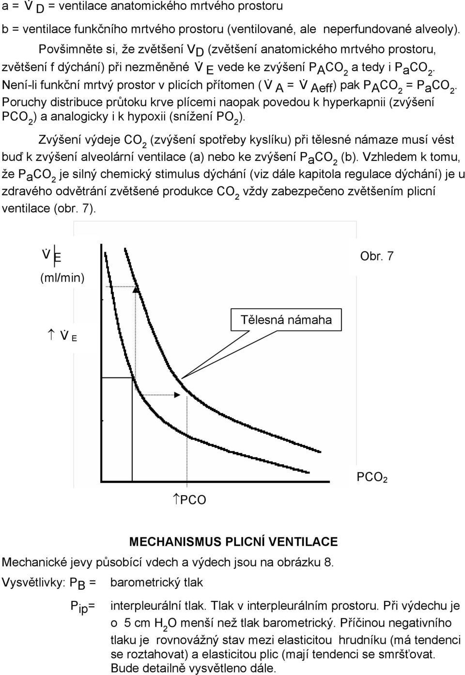 Není-li funkční mrtvý prostor v plicích přítomen ( V A = V Aeff ) pak P A CO = P a CO.