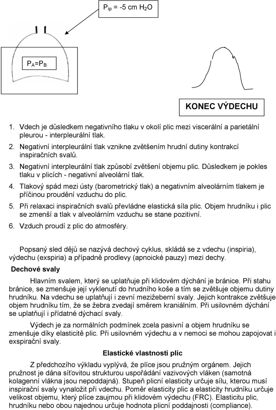 Důsledkem je pokles tlaku v plicích - negativní alveolární tlak. 4. Tlakový spád mezi ústy (barometrický tlak) a negativním alveolárním tlakem je příčinou proudění vzduchu do plic. 5.