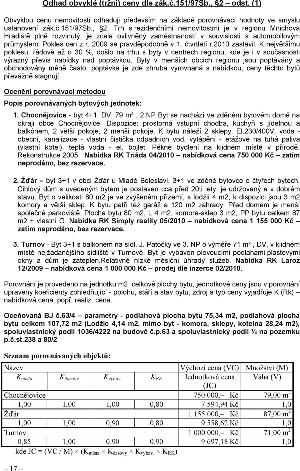 Trh s rezidenčními nemovitostmi je v regionu Mnichova Hradiště plně rozvinutý, je zcela ovlivněný zaměstnaností v souvislosti s automobilovým průmyslem! Pokles cen z r. 2009 se pravděpodobně v 1.