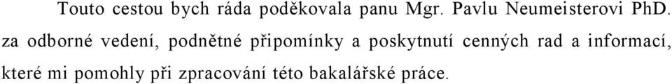 za odborné vedení, podnětné připomínky a