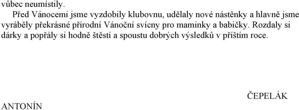 hlavně jsme vyráběly překrásné přírodní Vánoční svícny pro