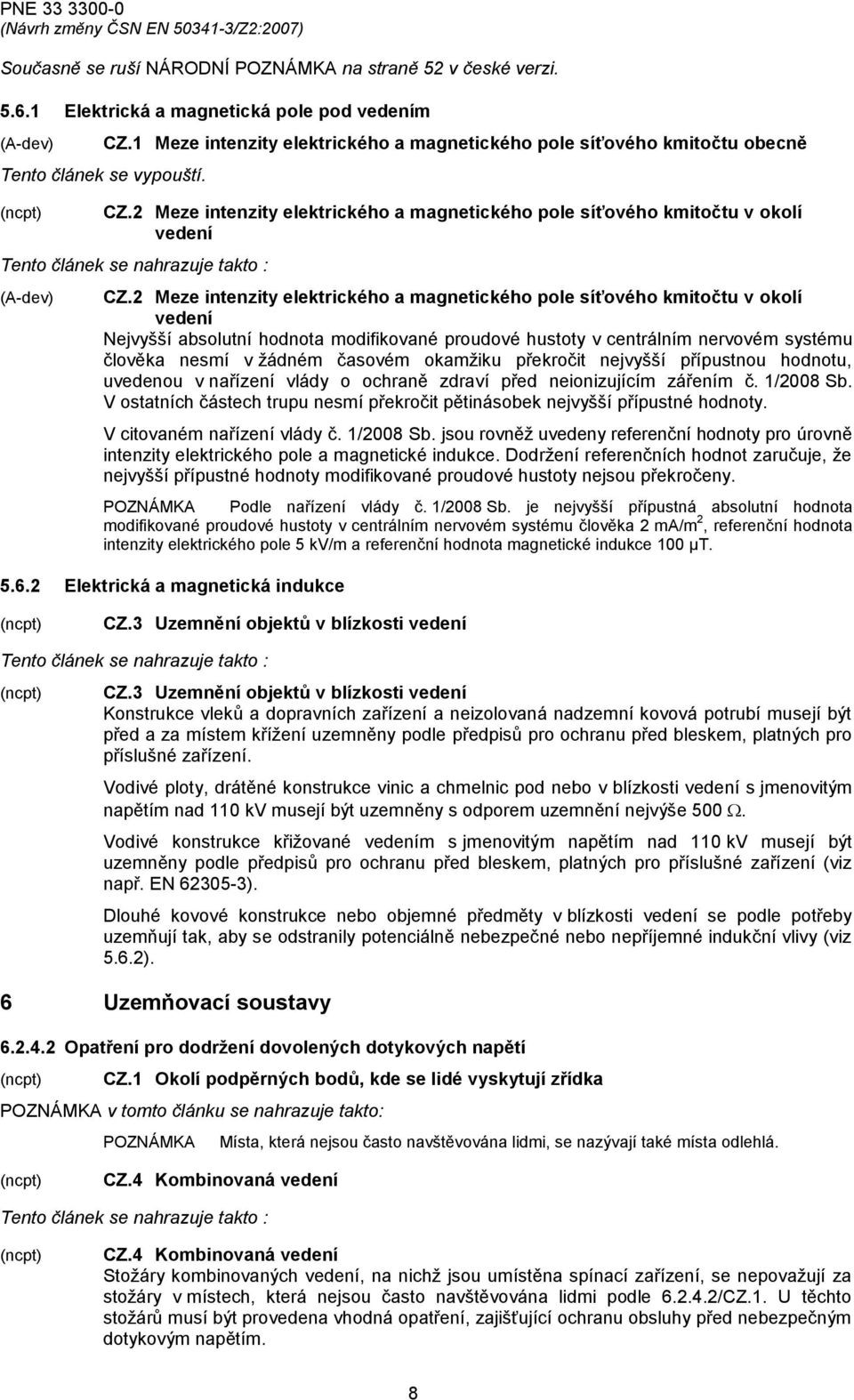 2 Meze intenzity elektrického a magnetického pole síťového kmitočtu v okolí vedení Nejvyšší absolutní hodnota modifikované proudové hustoty v centrálním nervovém systému člověka nesmí v žádném