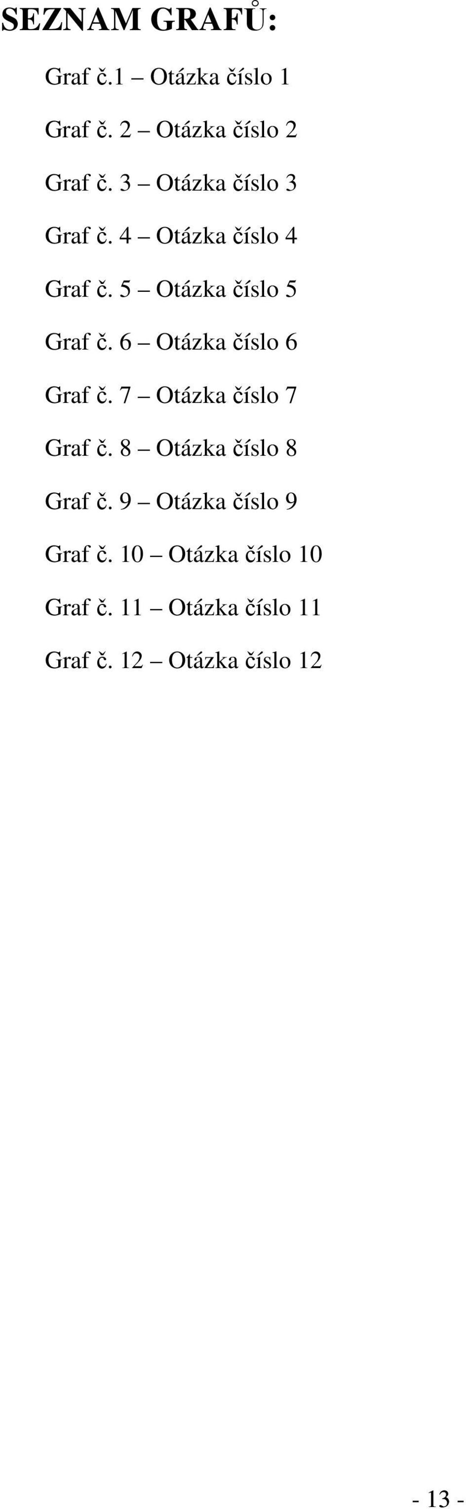 6 Otázka číslo 6 Graf č. 7 Otázka číslo 7 Graf č. 8 Otázka číslo 8 Graf č.