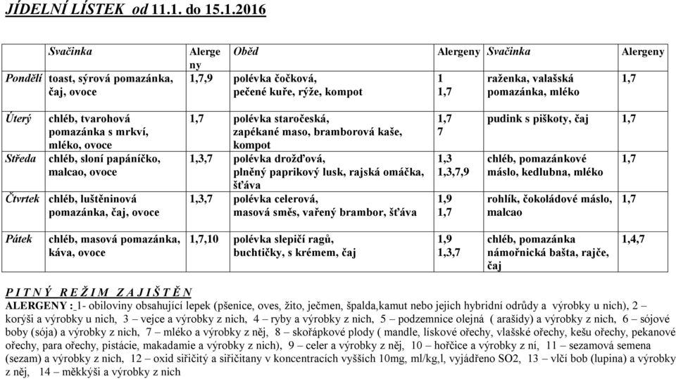 malcao, Čtvrtek chléb, luštěninová pomazánka,, polévka staročeská, zapékané maso, bramborová kaše, polévka drožďová, plněný paprikový lusk, rajská omáčka, šťáva polévka celerová, masová směs, vařený