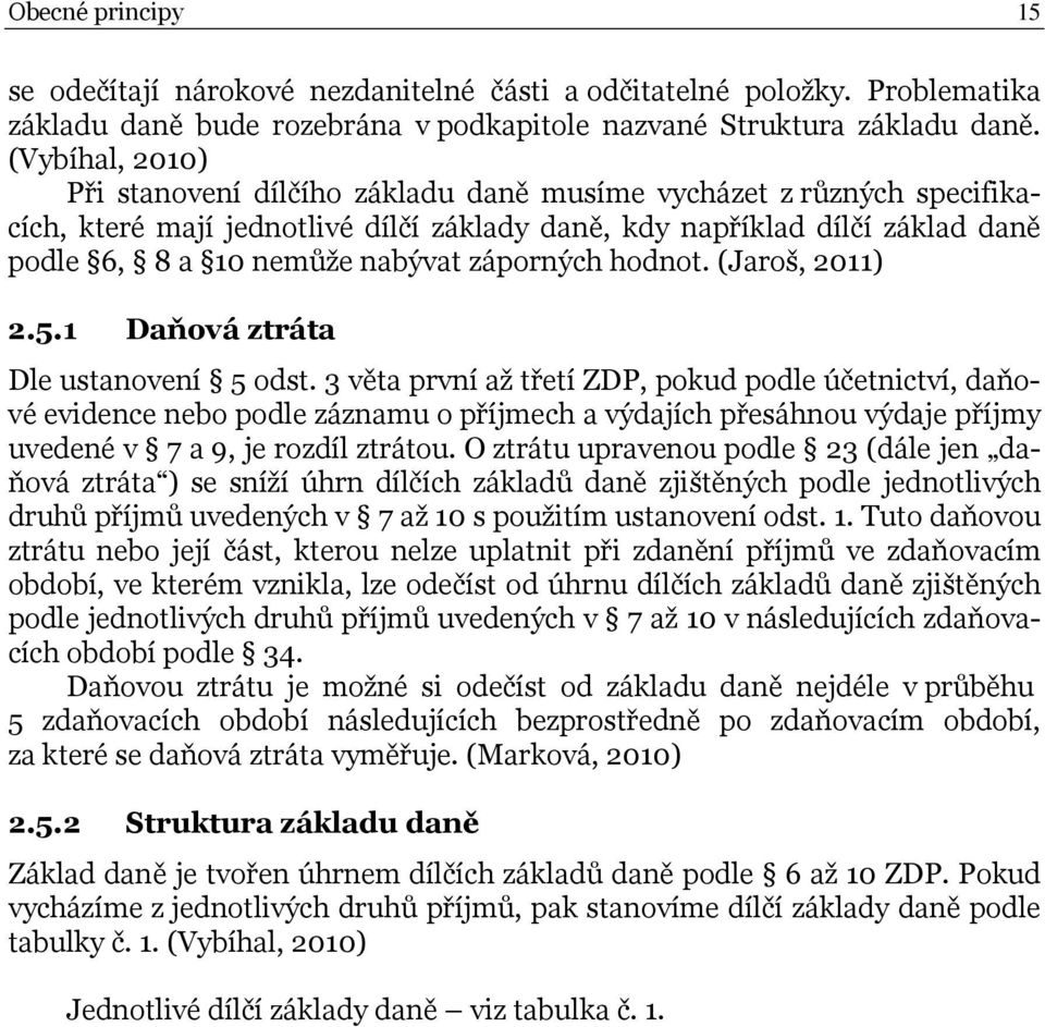 záporných hodnot. (Jaroš, 2011) 2.5.1 Daňová ztráta Dle ustanovení 5 odst.