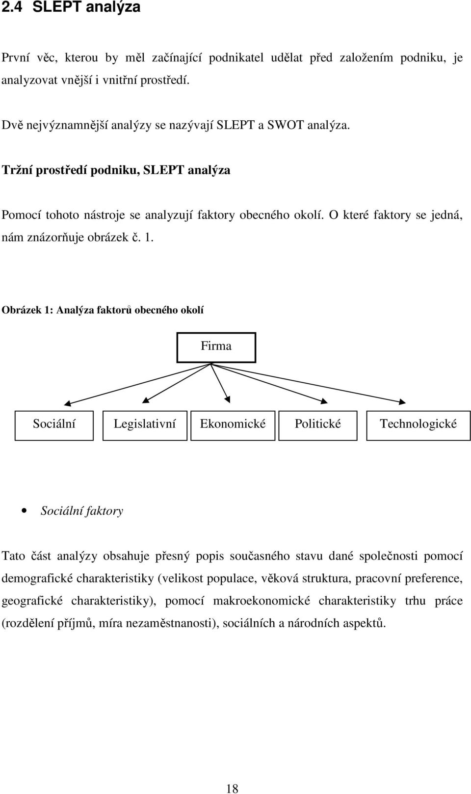 Obrázek 1: Analýza faktorů obecného okolí Firma Sociální Legislativní Ekonomické Politické Technologické Sociální faktory Tato část analýzy obsahuje přesný popis současného stavu dané společnosti