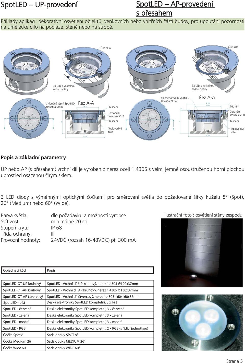 Čiré Glas sklo klar Čiré Glas klar sklo 3x LED LED s volitelnou mit aufgesetzter Optik sadou optiky 3x 3xLED s volitelnou mit aufgesetzter Optik sadou optiky Skleněná výplň SpotLED, Glaseinsatz klar