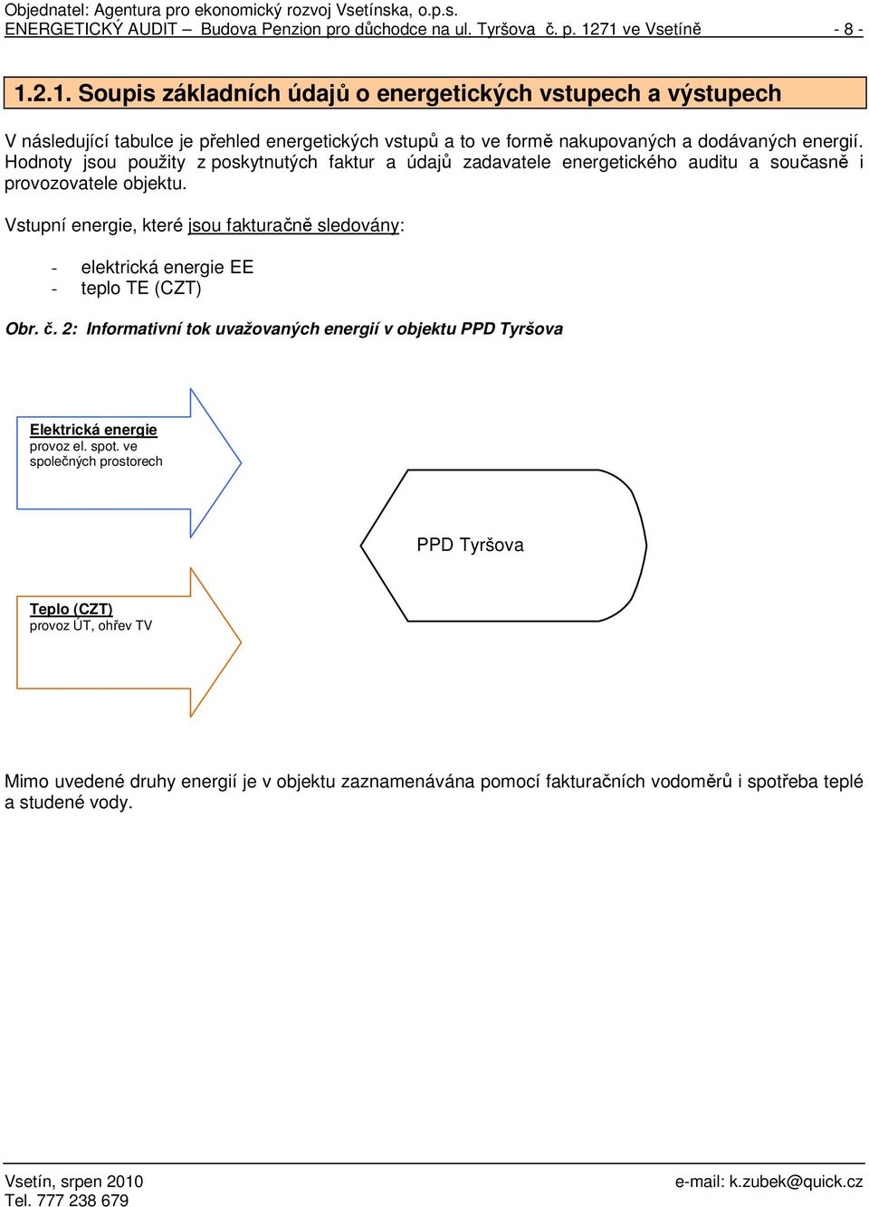 Hodnoty jsou použity z poskytnutých faktur a údajů zadavatele energetického auditu a současně i provozovatele objektu.