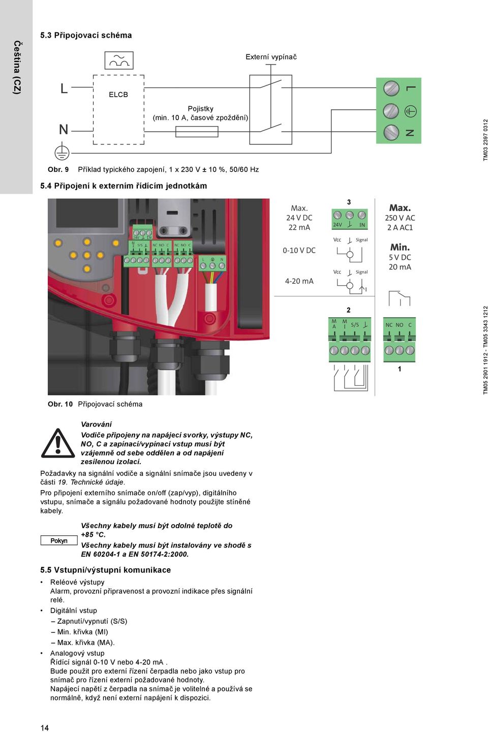 5 V DC 20 ma M A M I 2 S/S NC NO 1 C TM05 2901 1912 - TM05 3343 1212 Obr.